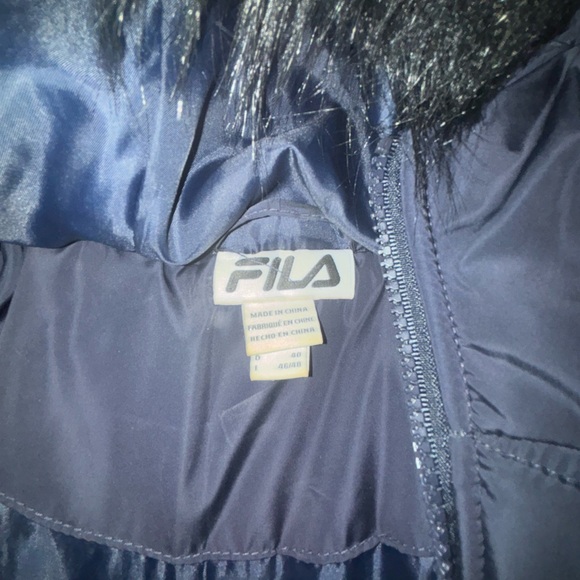 Fila Puffer Coat With Fur Hood|Midnight Navy Blue - Picture 4 of 8